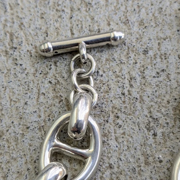 Vintage Sterling Silver Bracelet 8 Anchor Mariner Hollow Puffy 8